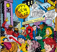 Fantastic Four (Earth-616) and Alicia Masters (Earth-616) ring in the New Year from Fantastic Four Vol 1 133 001