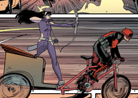 Katherine Bishop (Earth-616) and Wade Wilson (Earth-616) from Hawkeye vs. Deadpool Vol 1 3 001