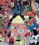 Maximus (Earth-616) posing as Black Bolt ordering the Inhumans to attack the Avengers from Avengers Annual Vol 1 12