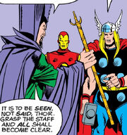 Immortus presents the Avengers a synchro-staff in Avengers Vol 1 133