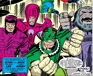 Frightful Four (Earth-616) Trapster, Wizard, Sandman, Blastaar from Fantastic Four Worlds Greatest Comic Magazine Vol 1 10`