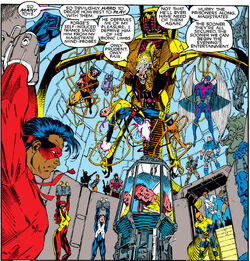 X-Men (Earth-616), X-Factor (Earth-616), New Mutants (Earth-616) and Cameron Hodge (Earth-616) from Uncanny X-Men Vol 1 272 001