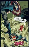 Cap hit on the head by a batarang.