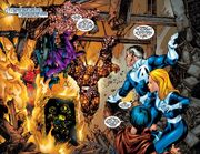 Esteban Corazón de Ablo (Earth-616), Fantastic Four (Earth-616), and Blanca del Hierro (Earth-616) from Fantastic Four Vol 3 36 001