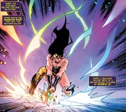 Power Princess summoning the Bifrost via the Rainbow Ax