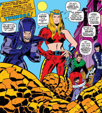 Frightful Four (Earth-616) Wizard, Thundra, Sandman, Trapster from Fantastic Four Vol 1 130