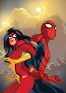 Spider-Man and Spider-Woman in battle