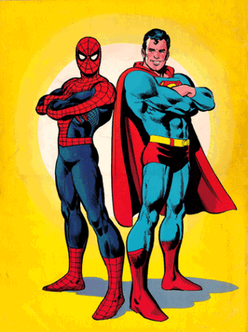 Peter Parker (Earth-7642) and Kal-El (Earth-7642) from Superman vs. the Amazing Spider-Man Vol 1 1 001