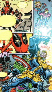 Deadpool (Earth-616) , Deadpool, Scott Kolbish, Avengers and Thanos (Earth-Unknown) from Marvel Comics Vol 1 1001 0001