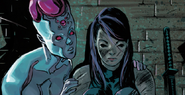 Comforted by E.V.A. after Fantomex's death From Uncanny X-Force #28