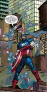 Captain America using his enhanced agility to leap across rooftops from Captain America (Vol. 7) #12