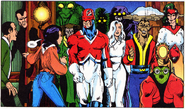 With Tom Lennox, welcoming Captain Britain, Saturnyne and the Special Executive to the Braddock Manor From Daredevils #8