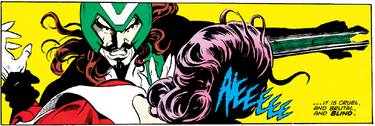 Slaymaster (Earth-616) and Elizabeth Braddock (Earth-616) from Captain Britain Vol 2 13 001