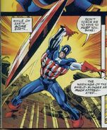 Captain America throwing his shield.