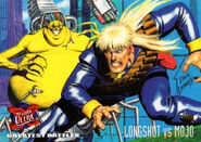 Longshot (Mojoverse) and Mojo (Mojoverse) from Ultra X-Men (Trading Cards) 1995 Set 001