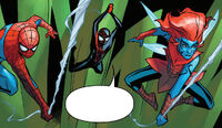 Peter Parker (Earth-616), Miles Morales (Earth-1610) and Cobweb (Seelie) (Earth-616) from Spectacular Spider-Men Vol 1 11 001
