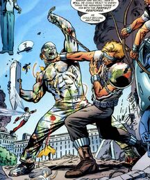 Carl Creel (Earth-9997) and Avengers (Earth-9997) from Universe X Vol 1 4 001