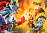 Nathan Summers (Earth-616) and Nathan Summers (Stryfe) (Earth-4935) from Ultra X-Men (Trading Cards) 1995 Set 001.jpg (80 KB) 128. Cable vs Stryfe