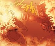 Benjamin Grimm (Earth-15513) vs. Franklin von Doom (Earth-616) and Galan (Earth-15513) from Secret Wars Vol 1 8 001