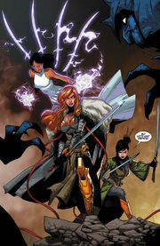 Sera (Earth-616), Aldrif Odinsdottir (Earth-616), and Leah (Earth-15513) vs. Draugr (Race) from Angela Queen of Hel Vol 1 3 001