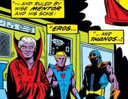 A'Lars (Earth-616), Eros (Earth-616) and Thanos (Earth-616) from Iron Man Vol 1 55 001