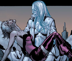 Emma Frost (Earth-616) and Esme Cuckoo (Earth-616) from New X-Men Vol 1 150 001