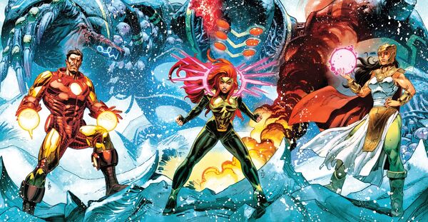A.X.E. Avengers Vol 1 1, A.X.E. X-Men Vol 1 1 and A.X.E. Eternals Vol 1 1 Connecting Textless