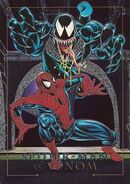 Peter Parker and Edward Brock (Earth-616) from Marvel Masterpieces Trading Cards 1992 Battle Cards 0001