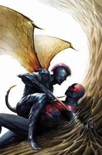 Spider-Man fighting a mutated Tempest