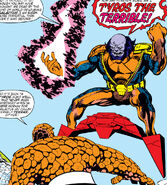 Benjamin Grimm, Tyros, Tyros's Sky-Sled, Tyros's Techno-Suit (Earth-616) from Fantastic Four Vol 1 259