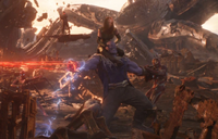Thanos (Earth-199999), Mantis (Earth-199999), Anthony Stark (Earth-199999), Peter Parker (Earth-199999), and Peter Quill (Earth-199999) from Avengers Infinity War 001