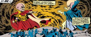 Aron (Earth-616) and Uatu (Earth-616) from Fantastic Four Vol 1 400 001
