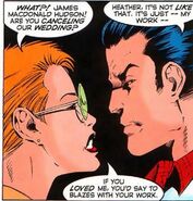 James being confronted by an angry Heather after postponing their wedding to work some more From Alpha Flight (Vol. 2) #-1
