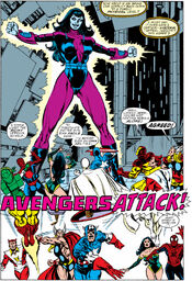 Nebula (Earth-616) and Avengers (Earth-616) from Avengers Vol 1 318 001