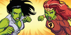 Jennifer Walters (Earth-616) and Lyra (Earth-8009) from Fall of the Hulks The Savage She-Hulks Vol 1 3 001