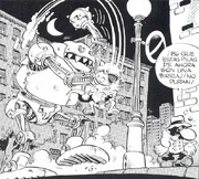 Fighting a giant robot.