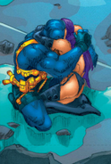 Embracing Beast after breaking free from a water piping system From X-Treme X-Men #2