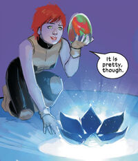 Rahne Sinclair (Earth-616) with King Egg from New Mutants Vol 4 1 001