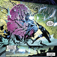 T'Challa (Earth-616) slaying Swordsman (Cotati) (Earth-616) with the Excelsior (Star-Sword) from Empyre Vol 1 6 001
