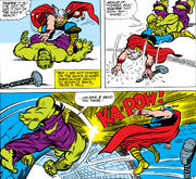 Thor Odinson (Earth-616) battles the Hulk from Journey Into Mystery Vol 1 112