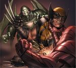 James Howlett (Earth-616) amd Nimrod (Earth-10076) from X-Force Vol 3 27 0001
