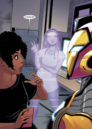 Neuro-Autonomous Technical Assistant & Laboratory Intelligence Entity (Earth-616) and Riri Williams (Earth-616) from Ironheart Vol 1 3 001