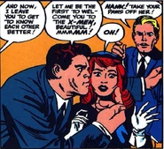 Jean Grey receiving a welcome kiss from Hank McCoy.