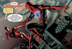 Peter Parker (Earth-616) and Anthony Stark (Earth-616) from Invincible Iron Man Vol 3 8 001.jpg