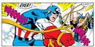Rogers yanking back on two motorcycles in Captain America #259