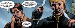 Longshot (Mojoverse) with Longshot's Throwing Knives from X-Factor Vol 1 201 001.jpg