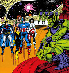 Avengers (Earth-616) and Zedrao (Earth-616) from Avengers Vol 1 259 cover