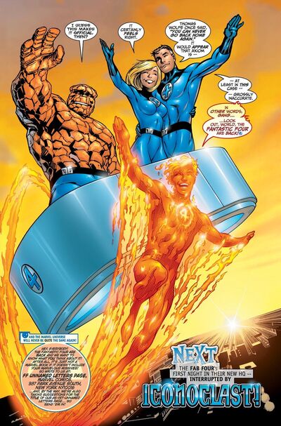 Fantastic Four (Earth-616) are welcomed back by the people of France from Fantastic Four Vol 3 1 001.jpg