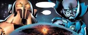 Tiamut (Multiverse) and Uatu (Earth-616) from Eternals Vol 4 9 001