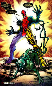 Wade Wilson (Earth-616) and Lasher (War dog) (Earth-616) from Deadpool vs. Carnage Vol 1 3